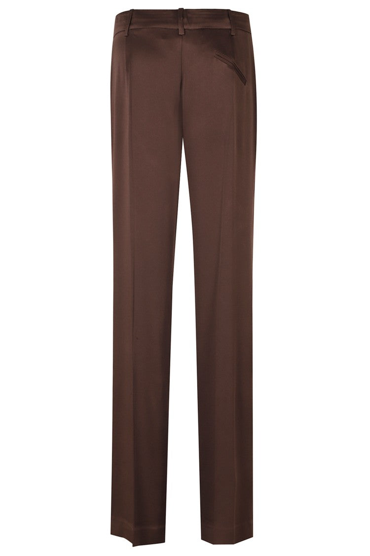 Federica Tosi Brown Satin Hidden Closure Wide-Leg Pants