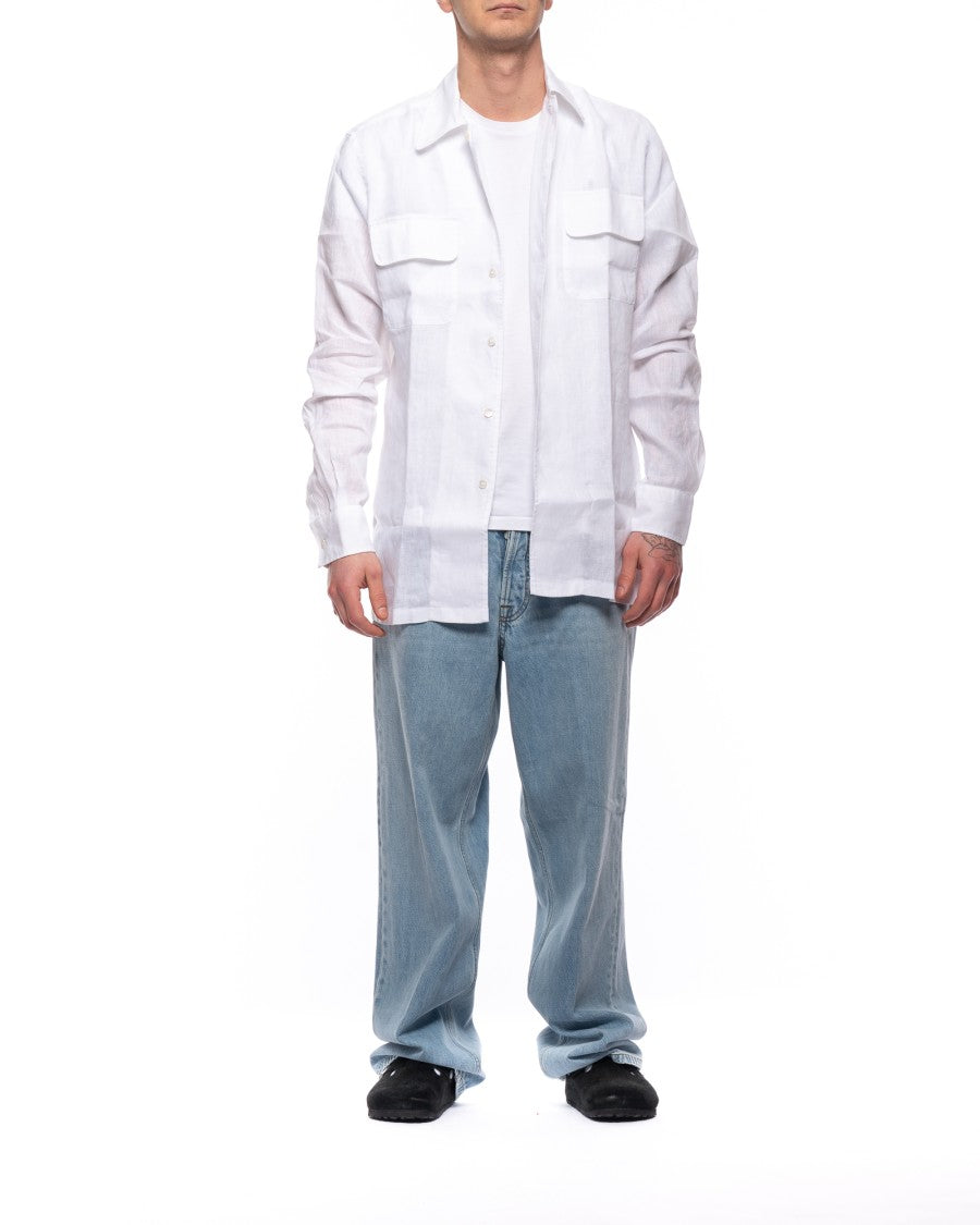 Paolo Pecora Classic Linen Shirt With French Collar