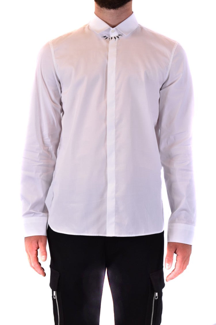 Neil Barrett White Tailored Shirt With Lightning Bolt Motif