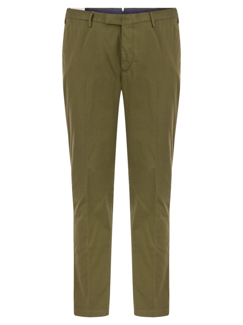 Pt Torino Skinny Trousers In Cotton And Silk