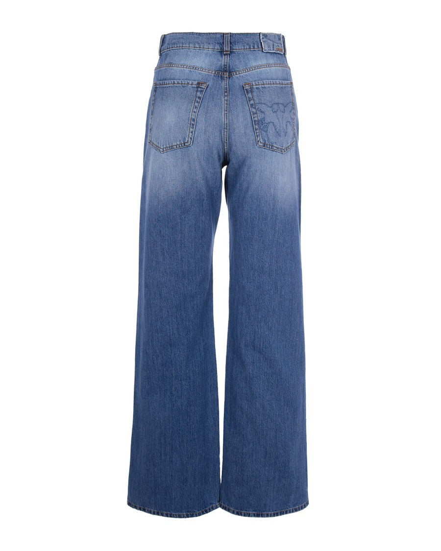 Pinko Wide Leg Jeans In Soft Denim