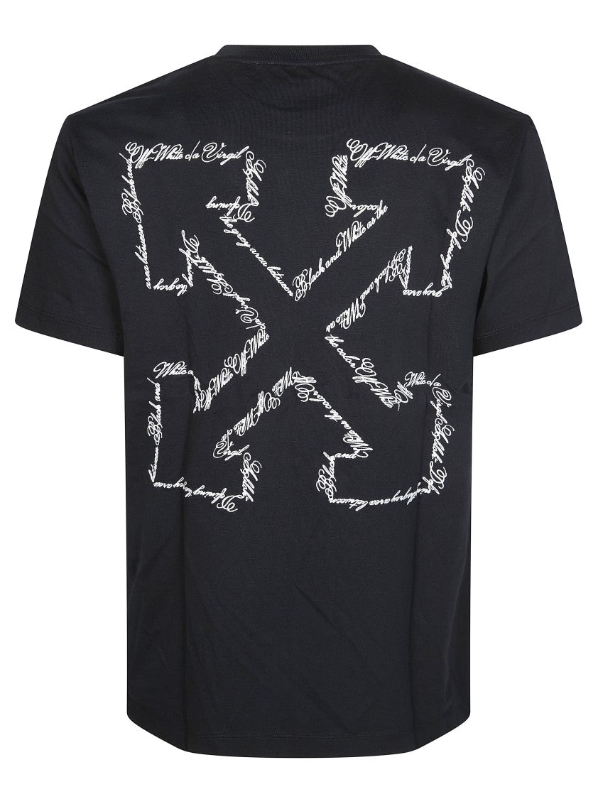 Off-White Black Arrow Pattern Back Graphic T-Shirt