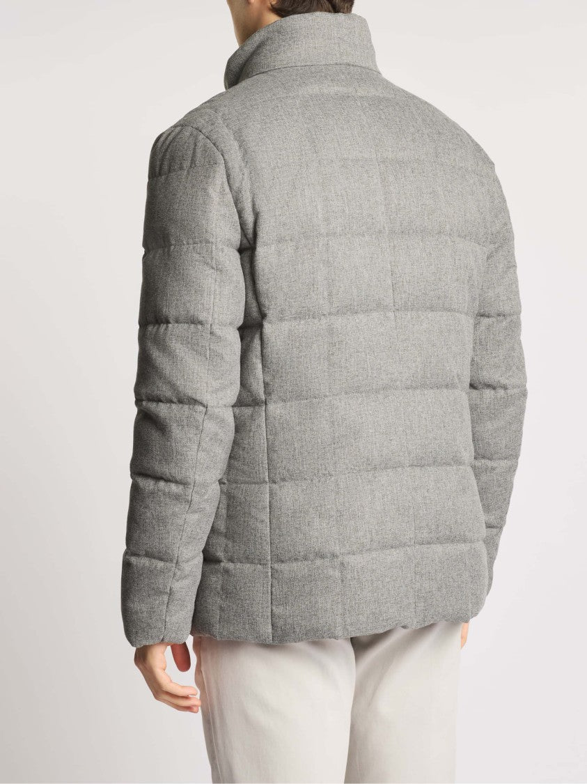 Fay Quilted Down Jacket With High Collar And Flap Pockets