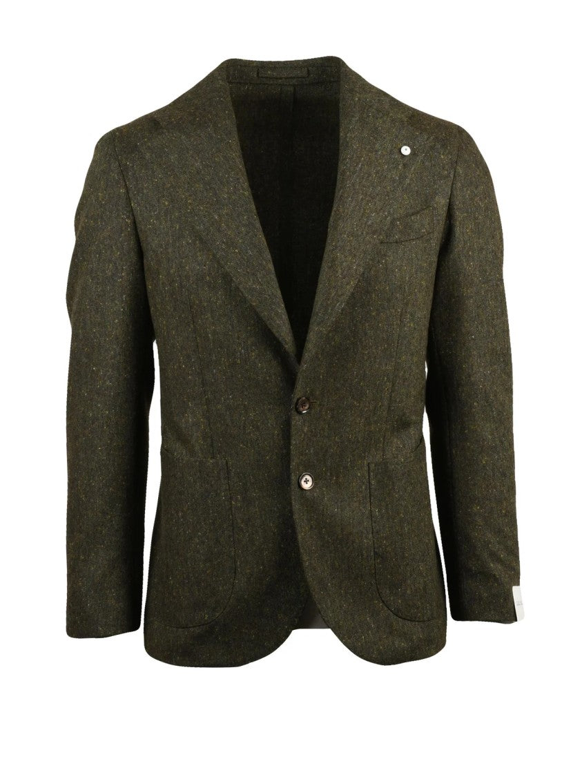 L.B.M. 1911 Textured Green Virgin Wool Tailored Jacket