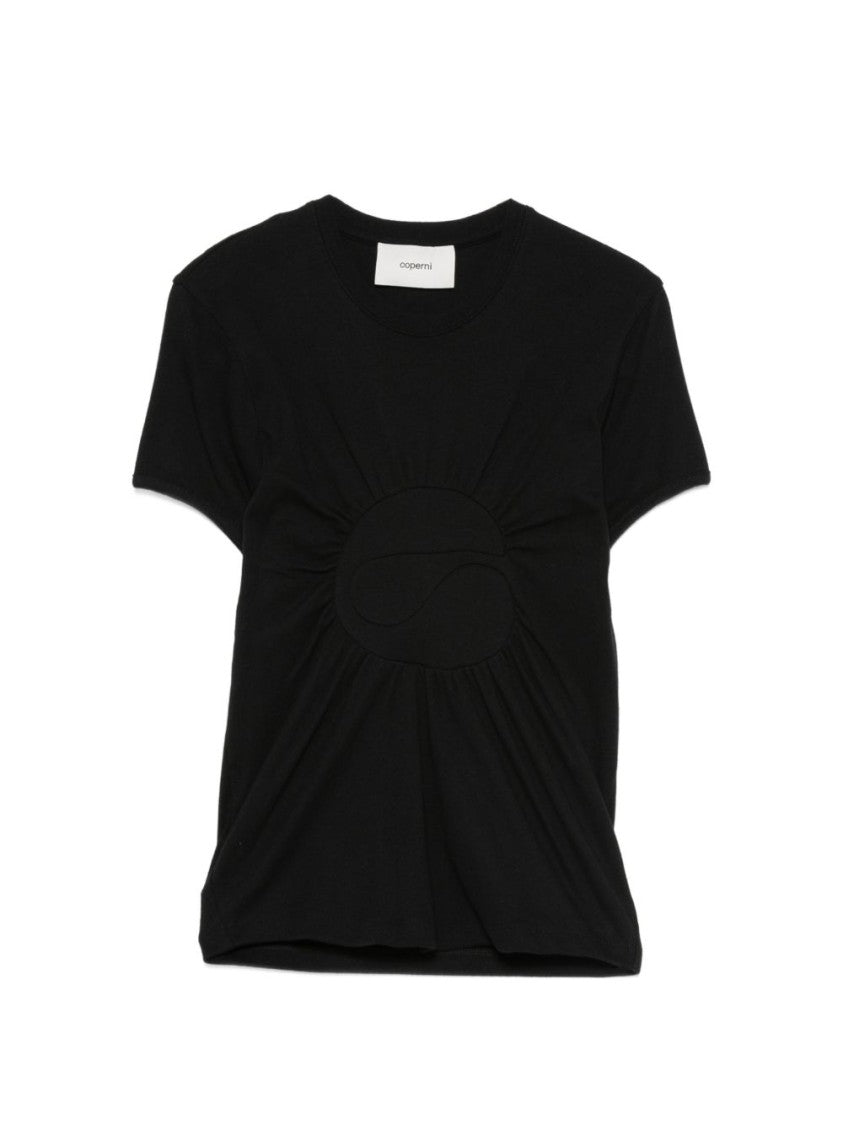 Coperni Cotton Top With Gathered Detail And Logo Patch