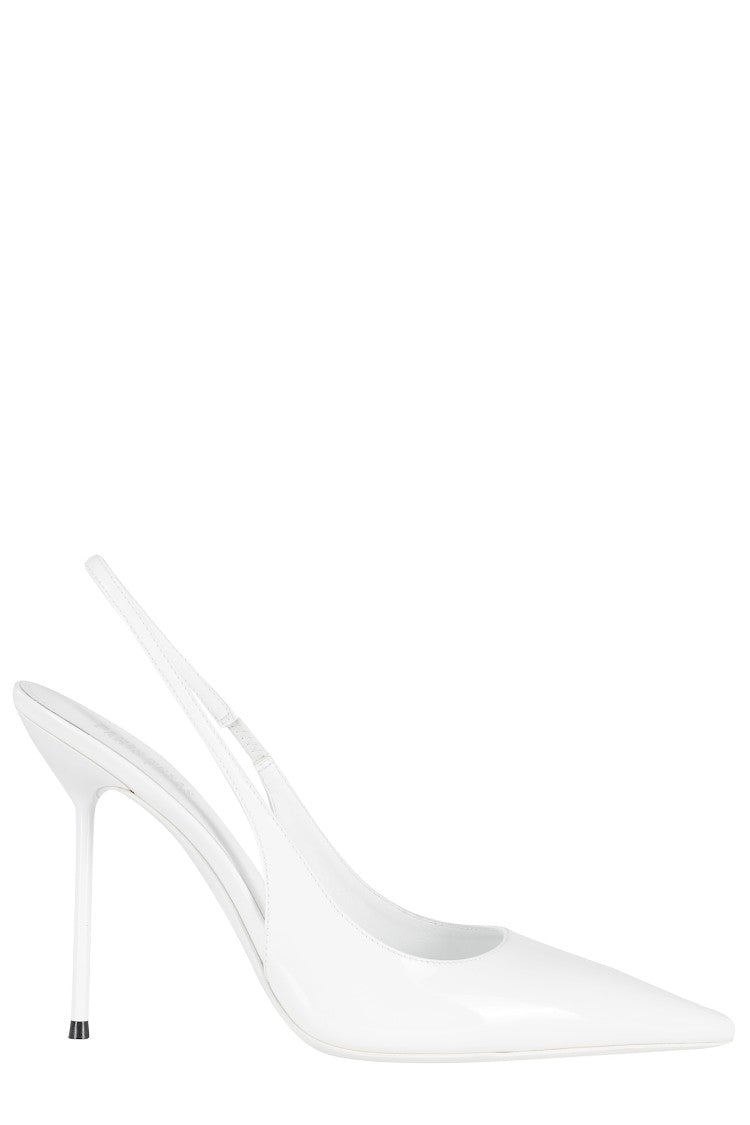 Paris Texas White Lidia Slingback Closed-Toe Leather Pumps