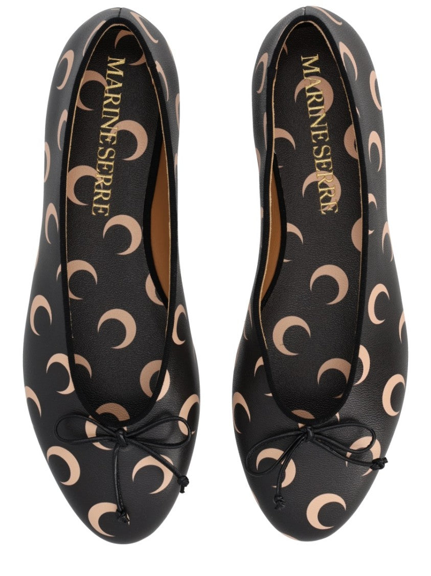 Marine Serre Smooth Leather Moon Crescent Ballerina Flats