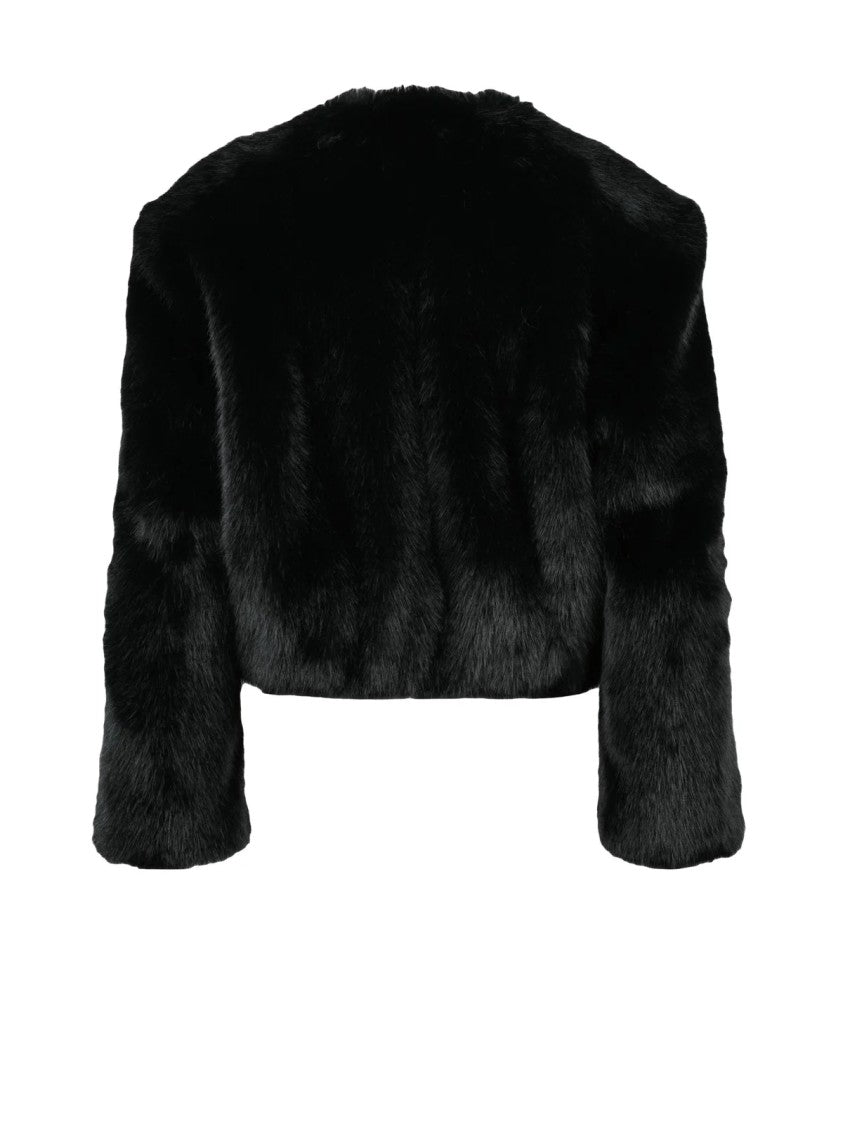 Stand Studio Black Polyester Faux Fur Jacket