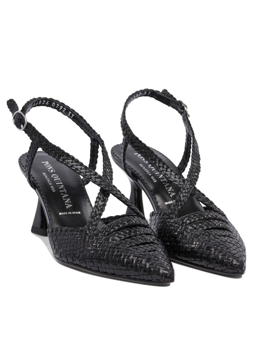 Pons Quintana Pointed Toe Heeled Shoes With Woven Upper
