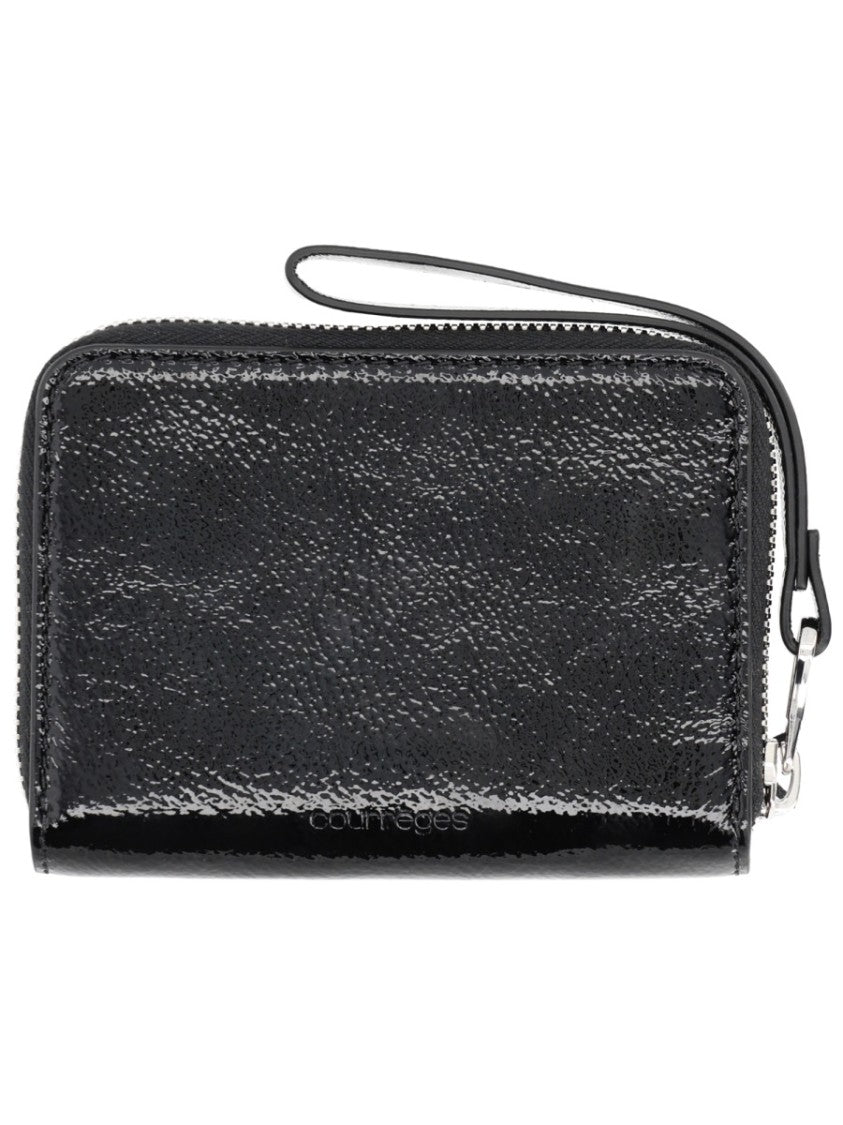 Courrèges Black Naplack Glossy Textured Leather Wallet