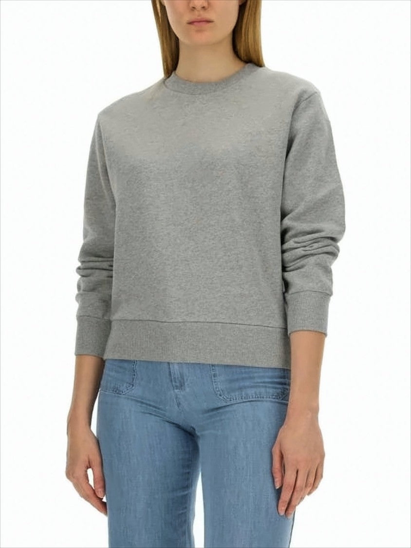 A.P.C. Grey Long-Sleeve Top With Crew Neckline