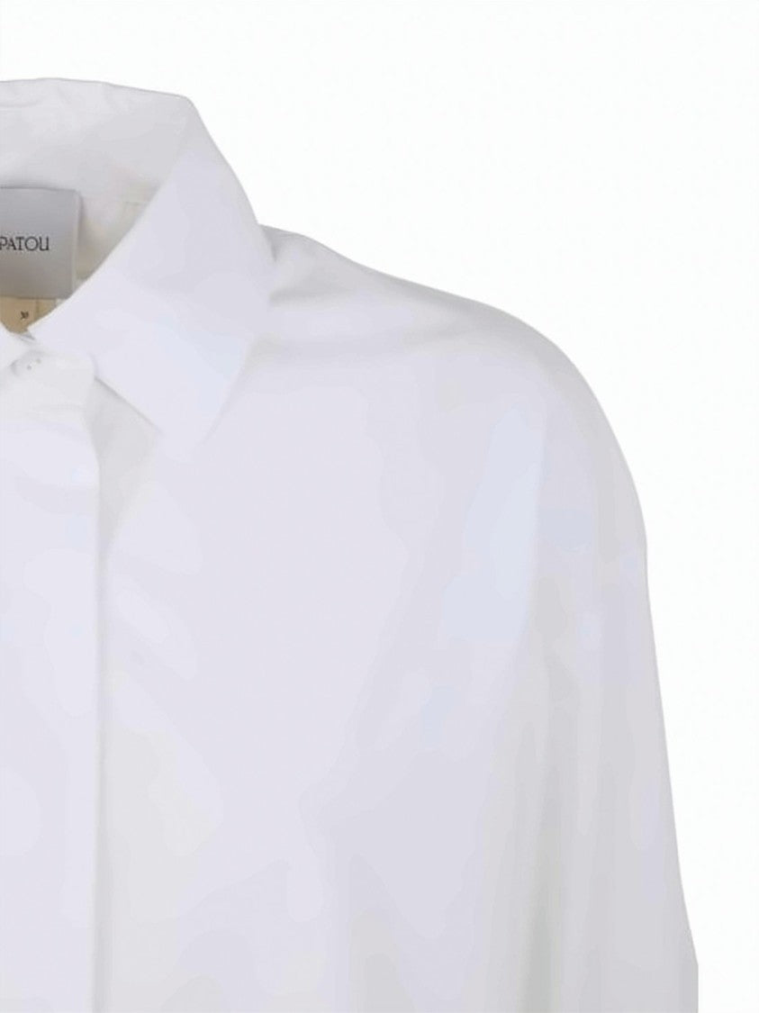 Patou Relaxed Fit White Midi Dress With Classic Collar
