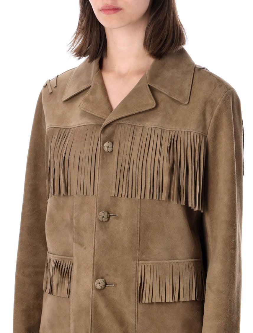 Polo Ralph Lauren Perce Fringe Lamb Suede Parka