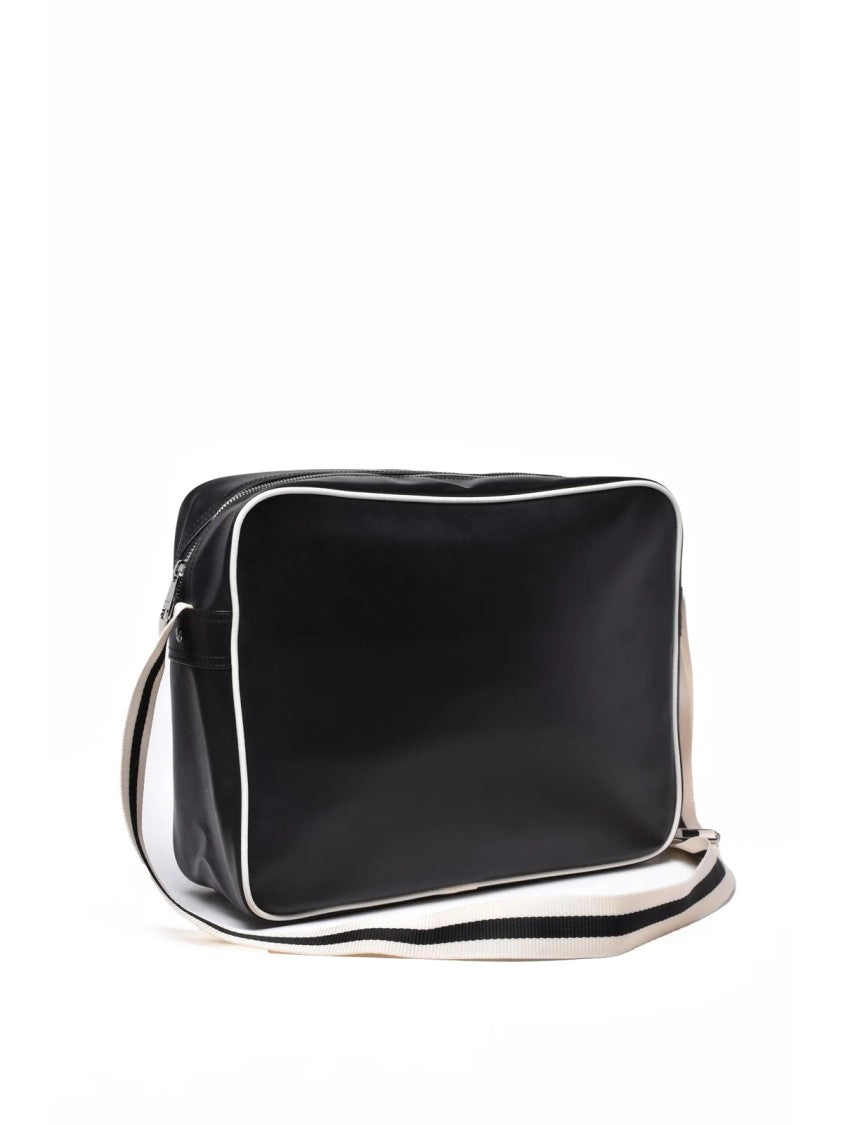 Fred Perry Black Polyester Striped Messenger Bag