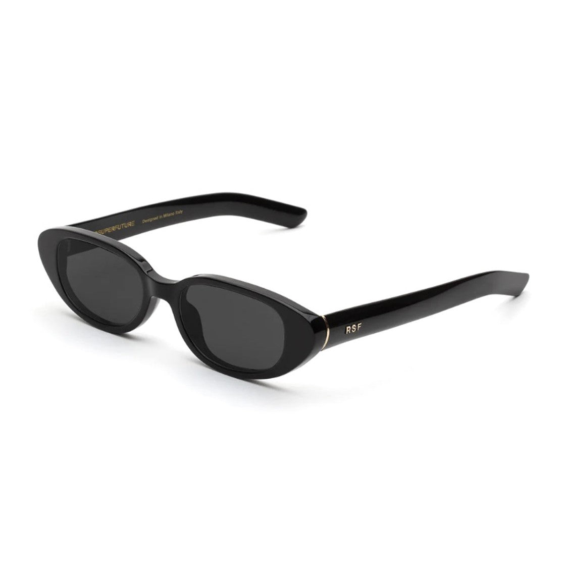 Retrosuperfuture Black Vega Glossy Acetate Oval Sunglasses