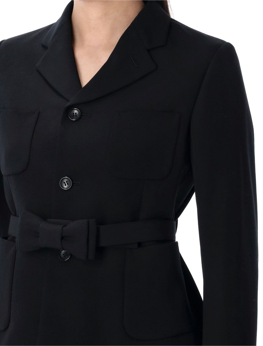 Comme Des Garçons Belted Black Wool Jacket With Tailored Fit