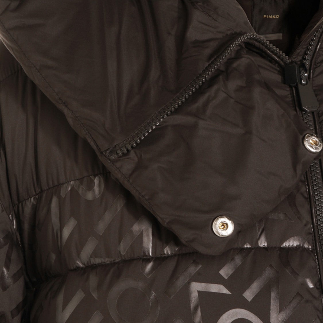 Pinko Long Padded Coat With Quilted Design And Glossy Monogram