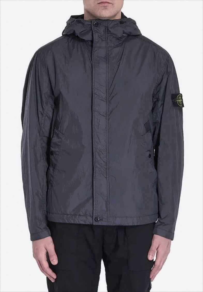 Stone Island Lightweight Grey Nylon Hooded Jacket