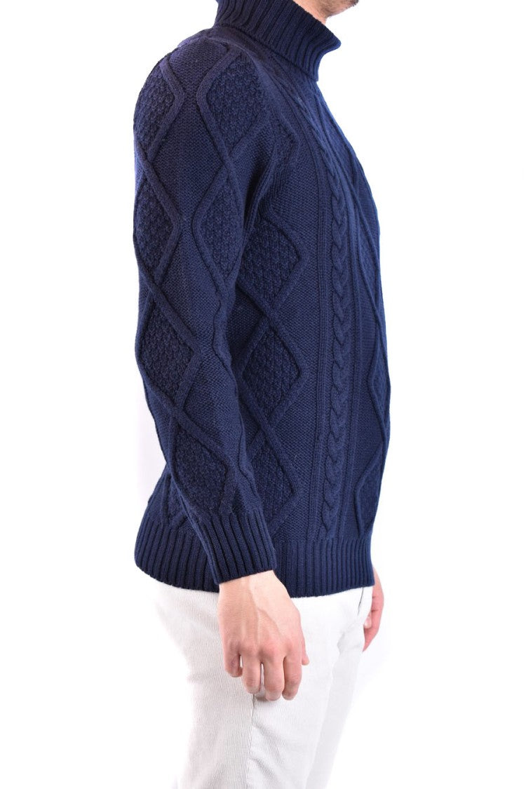 Tagliatore Textured Cable Knit Sweater With High Turtleneck