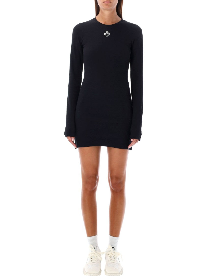 Marine Serre Ls Jersey Rib Mini Dress