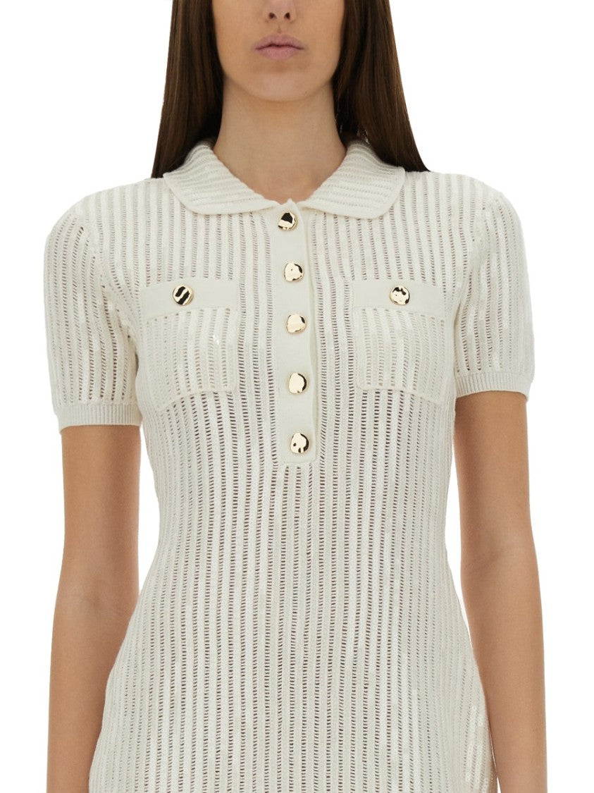 Self-Portrait Mini Crochet Dress With Sequins