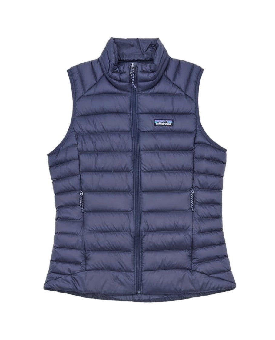 Patagonia Quilted Down Vest With Stand-Up Collar And Zippered Pockets