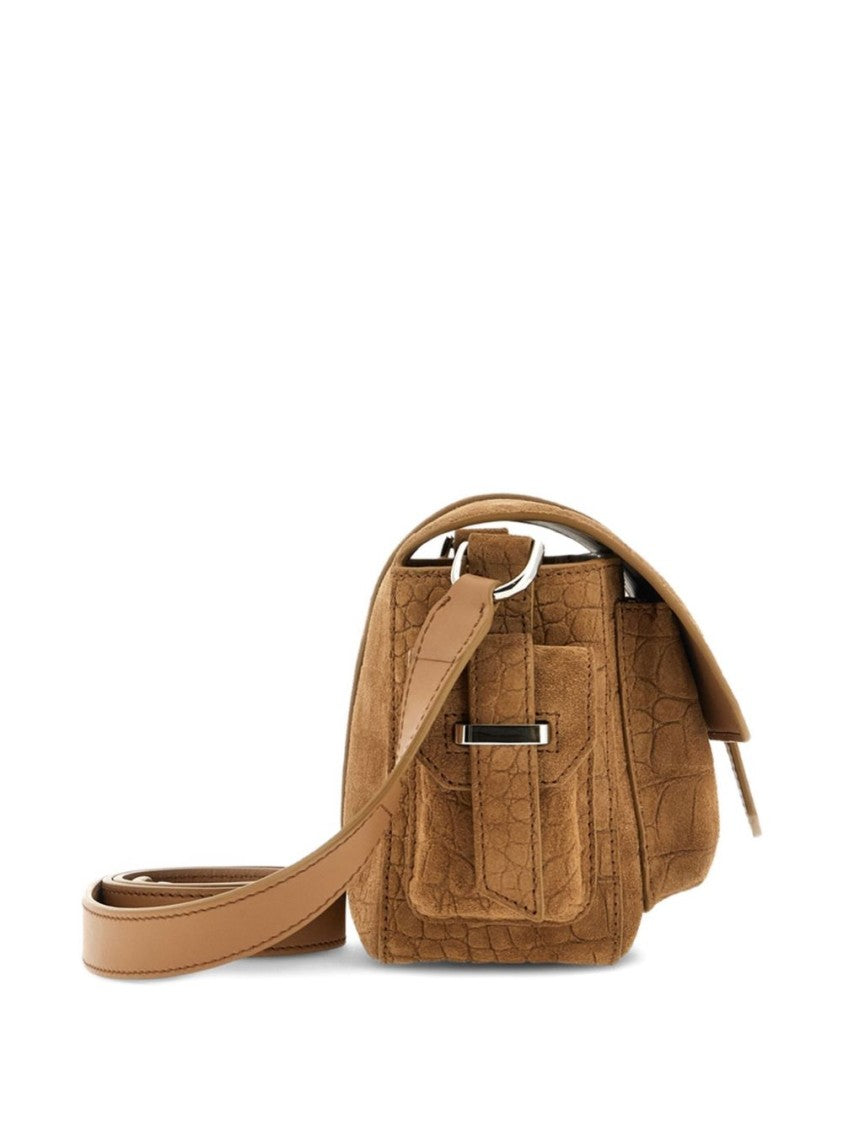 Hogan Crocodile-Embossed Vitello Leather Shoulder Bag