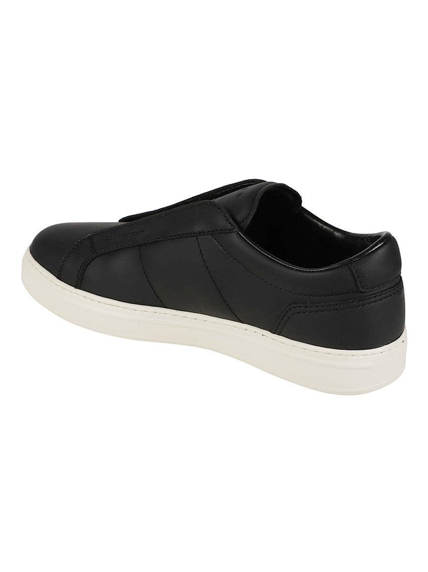 Hogan H668 Laceless Black Calf Leather Slip-On Sneakers