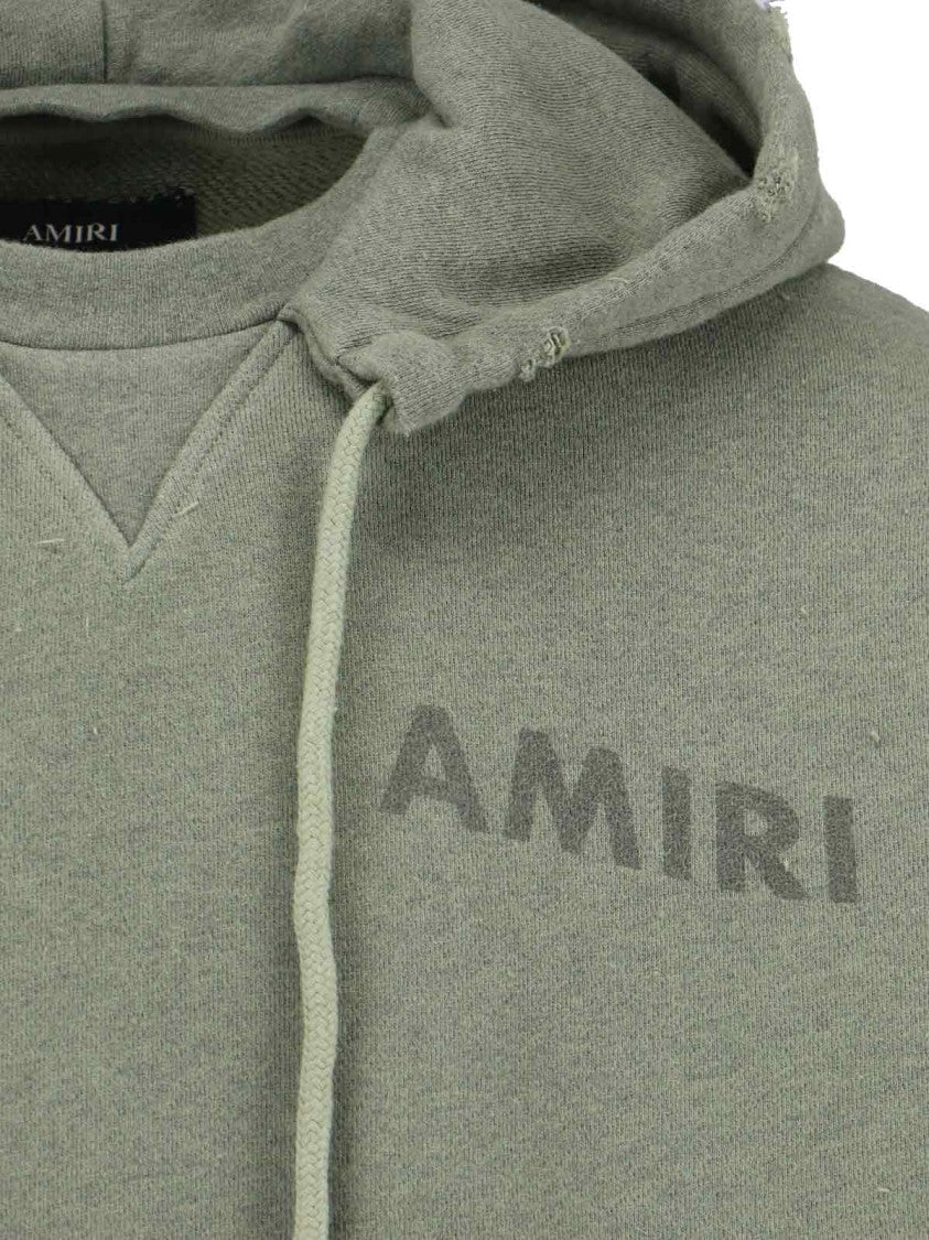 Amiri Muted Green Hoodie With Kangaroo Pocket And Drawstring Hood