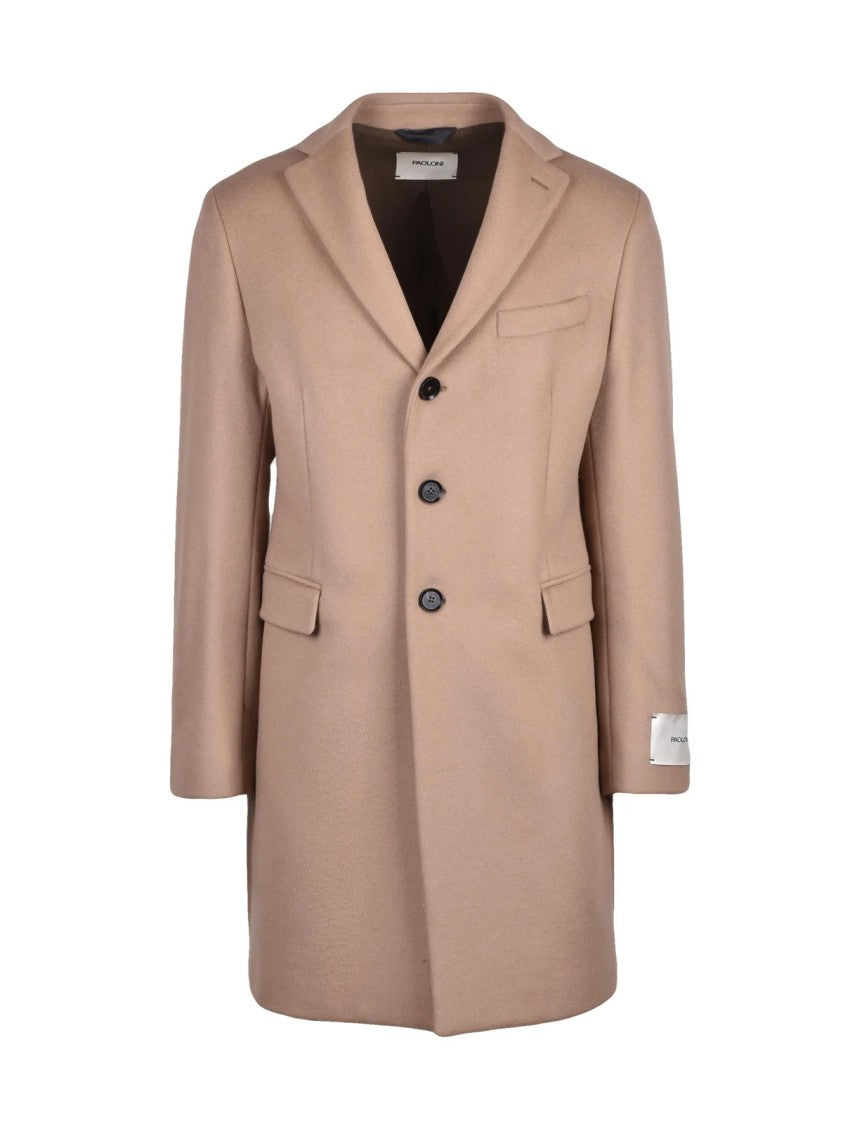 Paoloni Beige Tailored Virgin Wool-Cashmere Coat