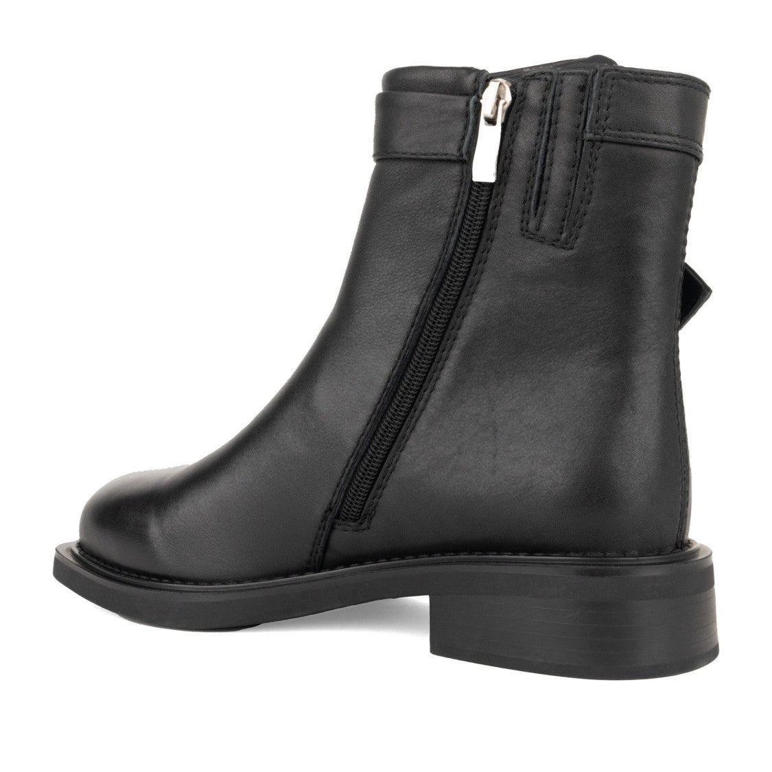 Linda Baumann Black Smooth Leather Decorative Strap Ankle Boots