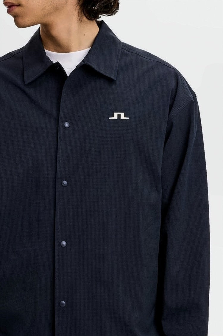 J Lindeberg Minimalist Black Jacket With Snap Button Closure