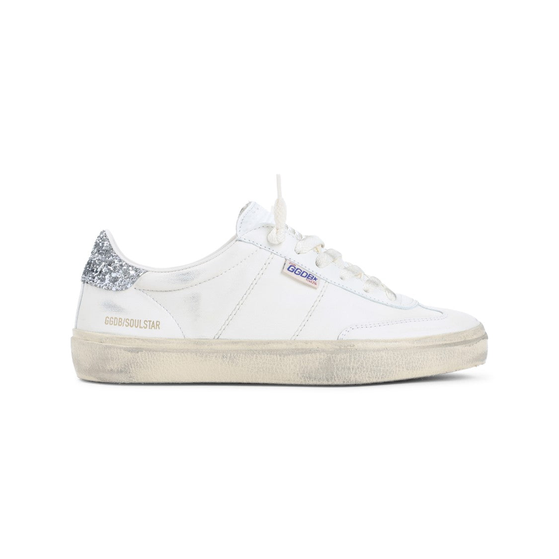 Golden Goose White Leather Sneakers With Sparkling Heel Accent