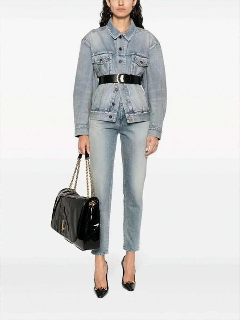 Saint Laurent Light Blue Denim Jacket With Chest Flap Pockets