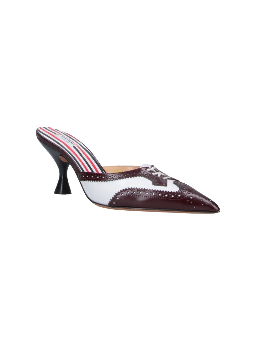 Thom Browne Brown Pointed-Toe Sculpted Heel Leather Mules