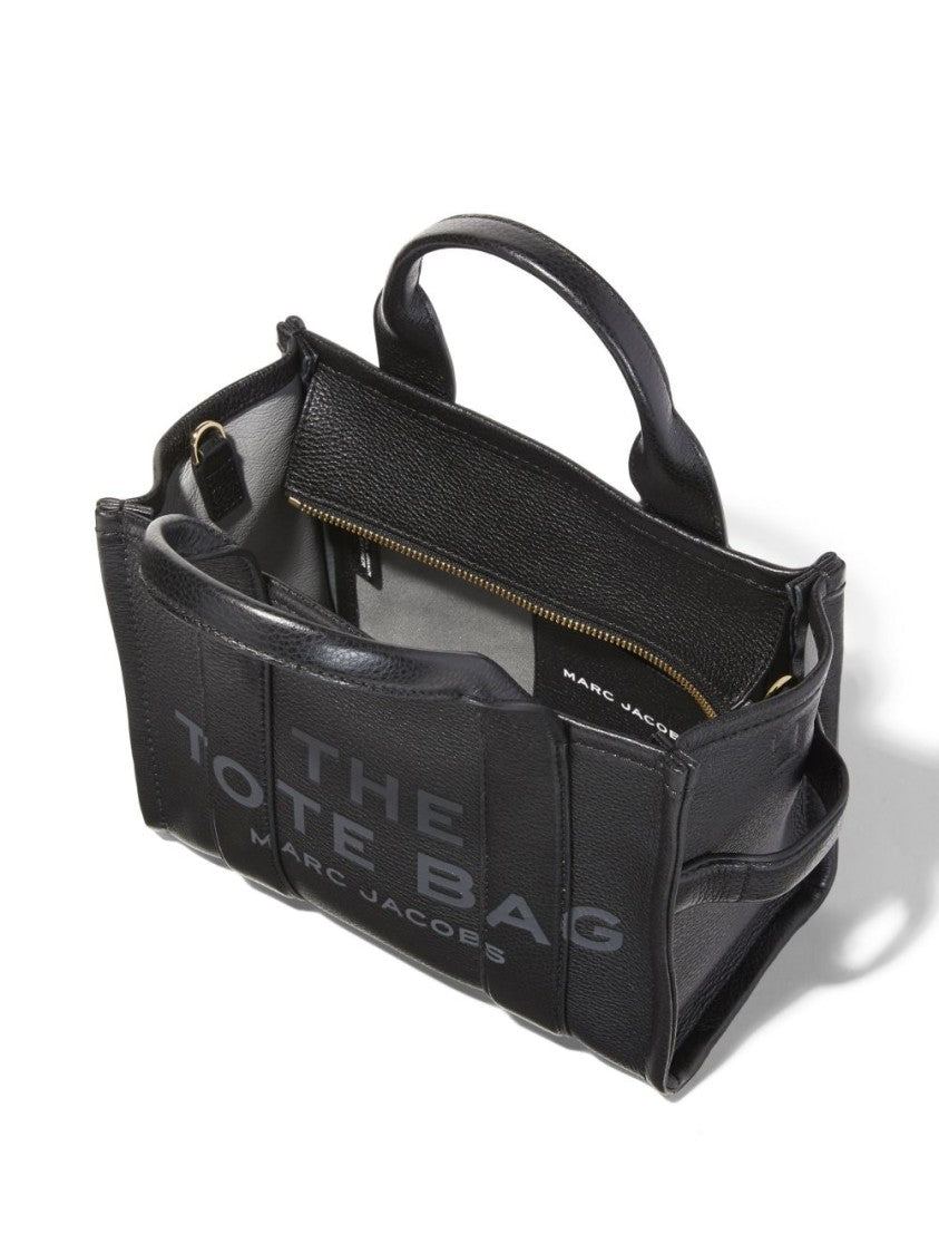 Marc Jacobs Structured Black Leather Tote With Debossed Logo