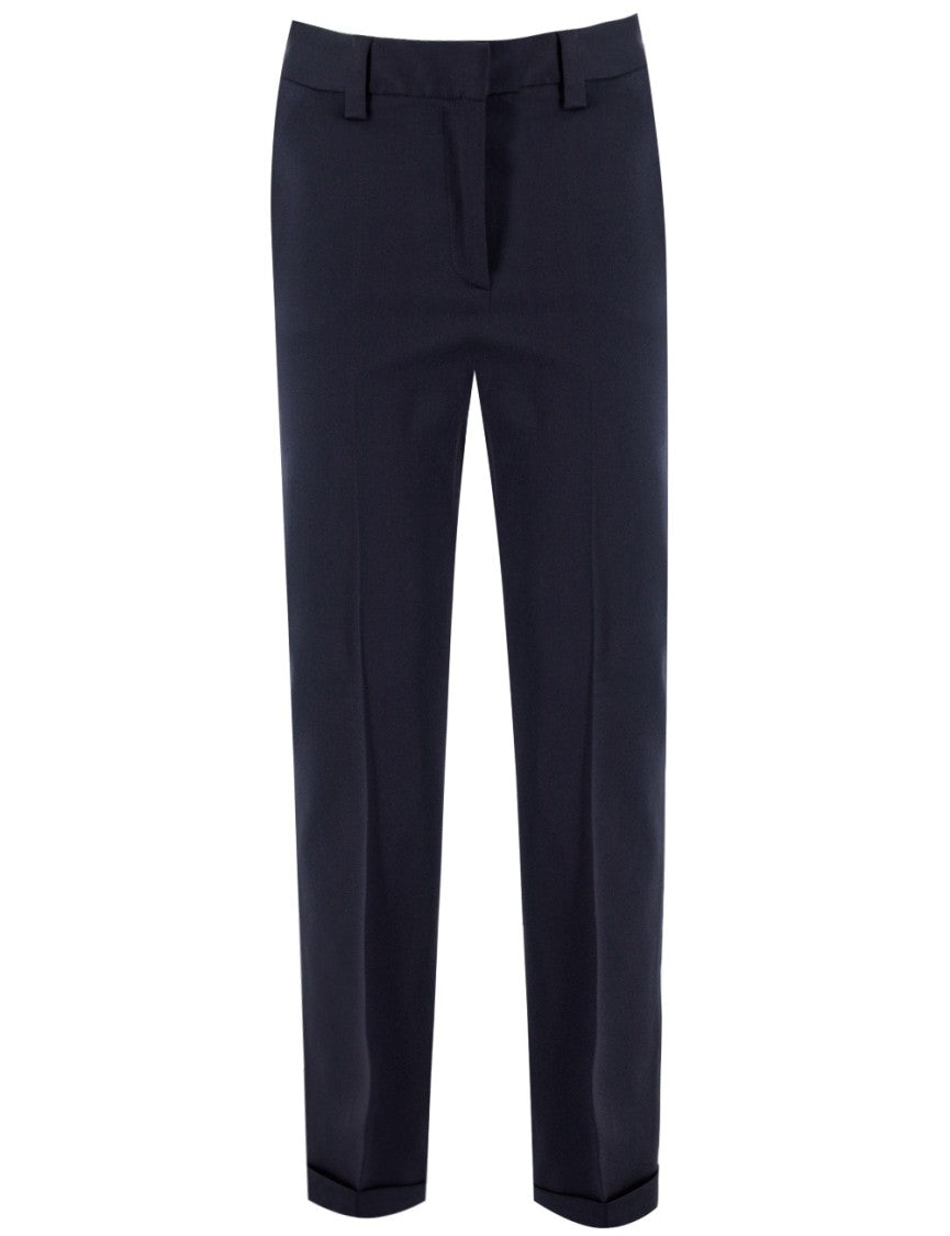 Antonelli Tailored Navy Trousers With High Waist