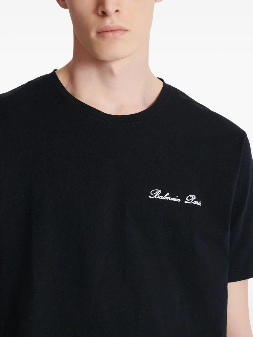 Balmain Black Loose Ss Script Logo T-Shirt