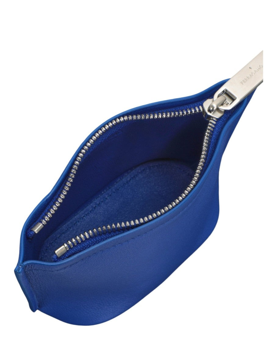 Ferragamo Pebbled Calfskin Micro Logo Pouch