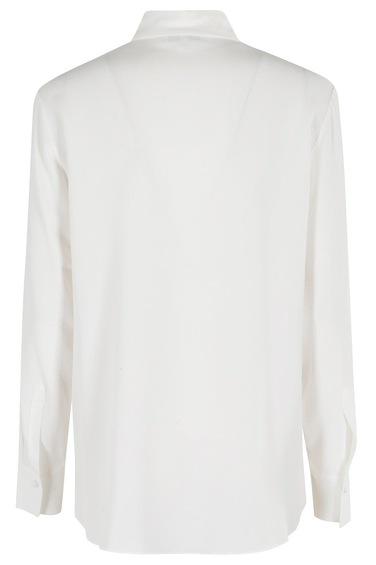 Antonelli Classic Collar V-Neck Blouse In Silky White