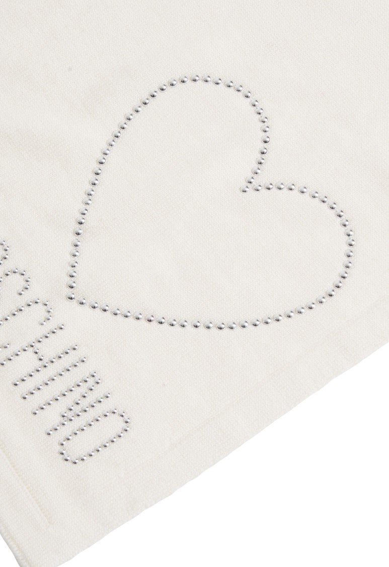 Moschino Heart-Embroidered Wool Scarf