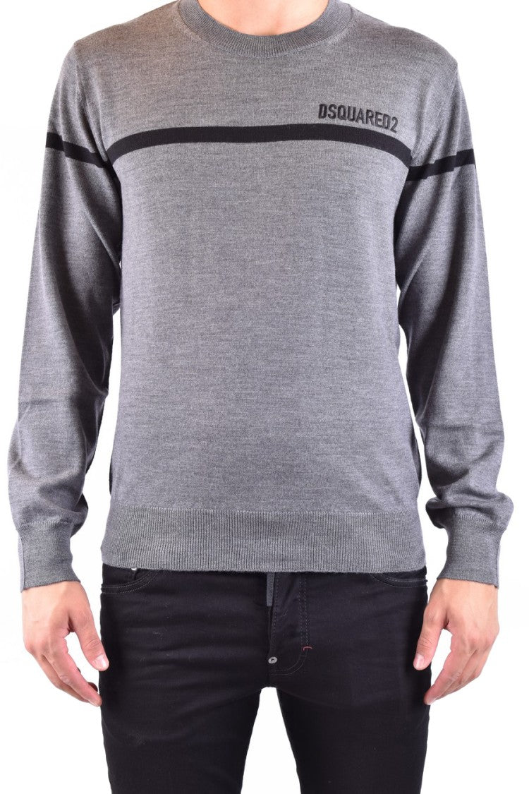 Dsquared2 Contrast Stripe Knit Top In Grey