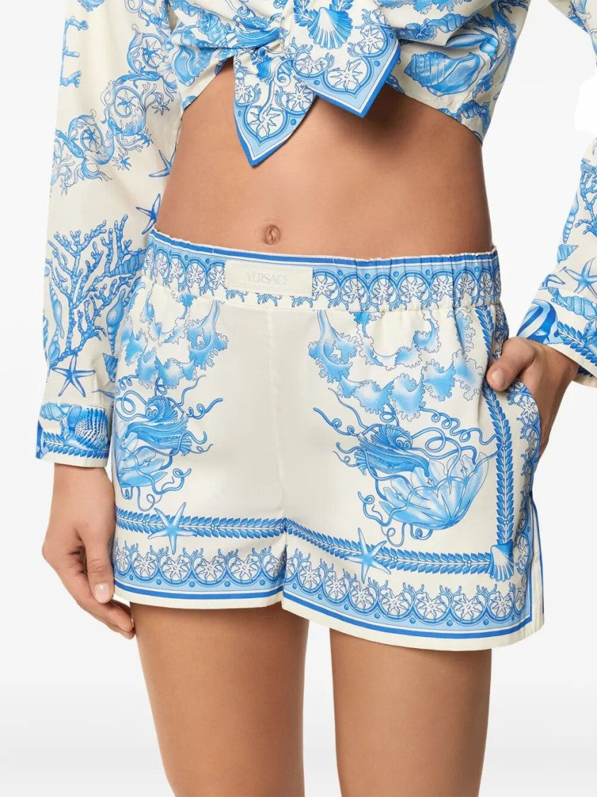 Versace `Underwater Barocco Bicolour Foulard` Shorts