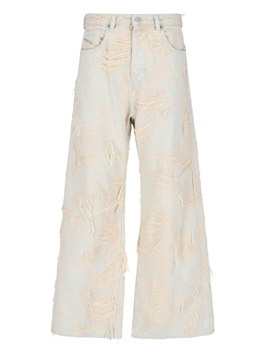 Diesel Wide-Leg Low-Rise Jeans With Frayed Layered Design