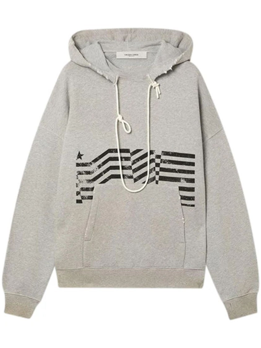 Golden Goose Grey Drawstring Hood Cotton Hoodie
