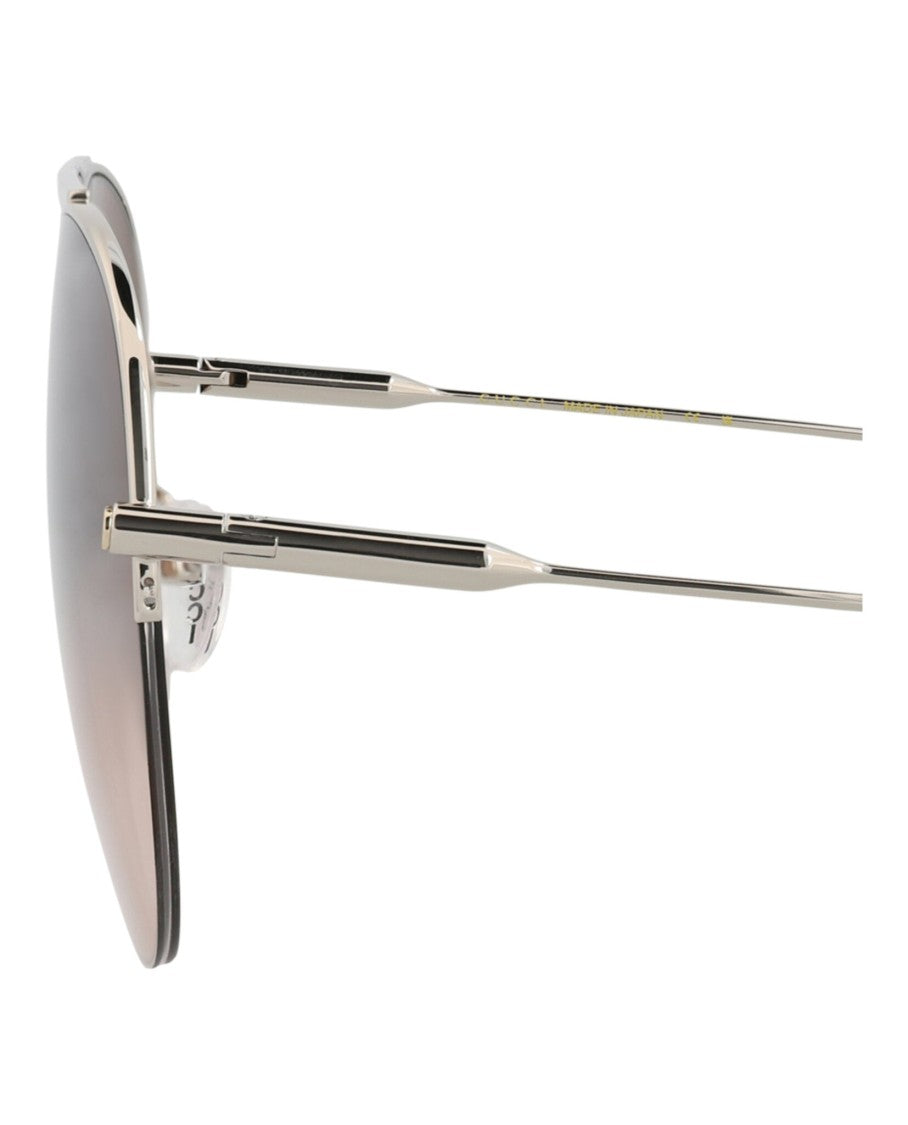 Gucci Aviator-Frame Metal Sunglasses With Gradient Brown Lenses