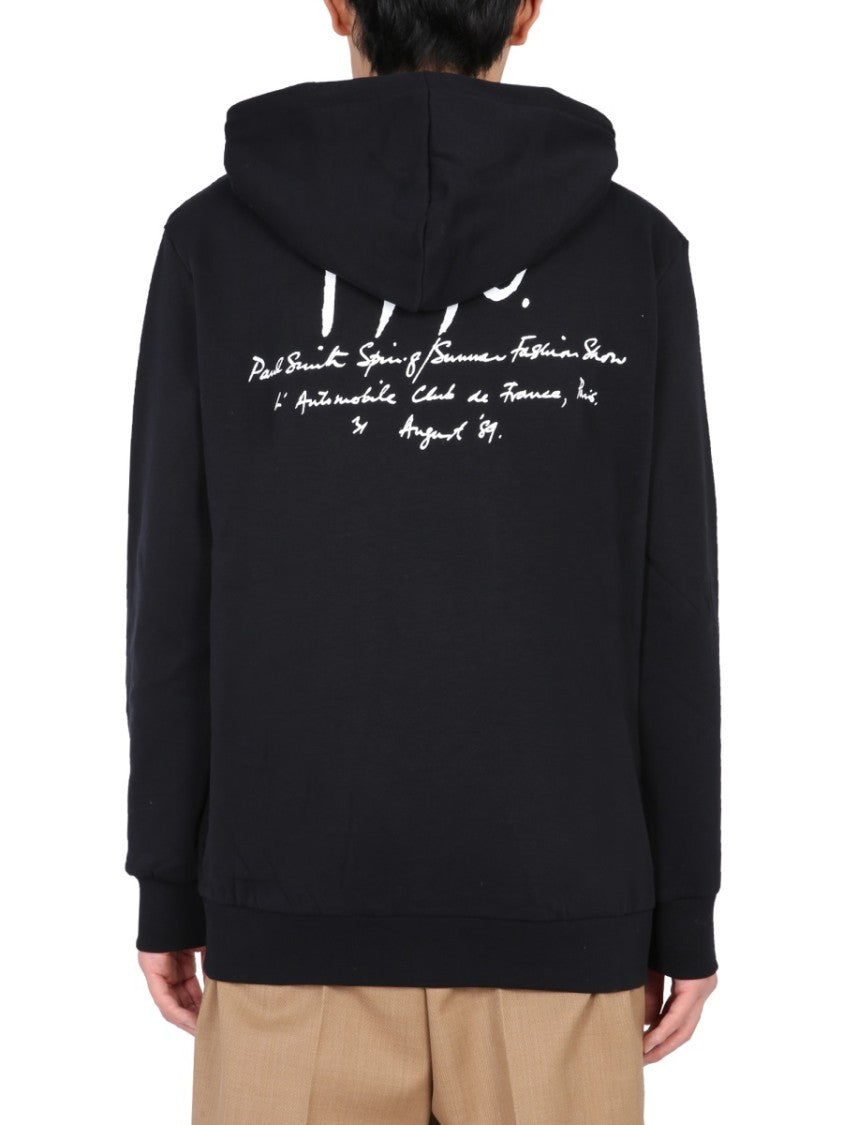 Paul Smith Black Hooded Sweatshirt With Graphic Accents
