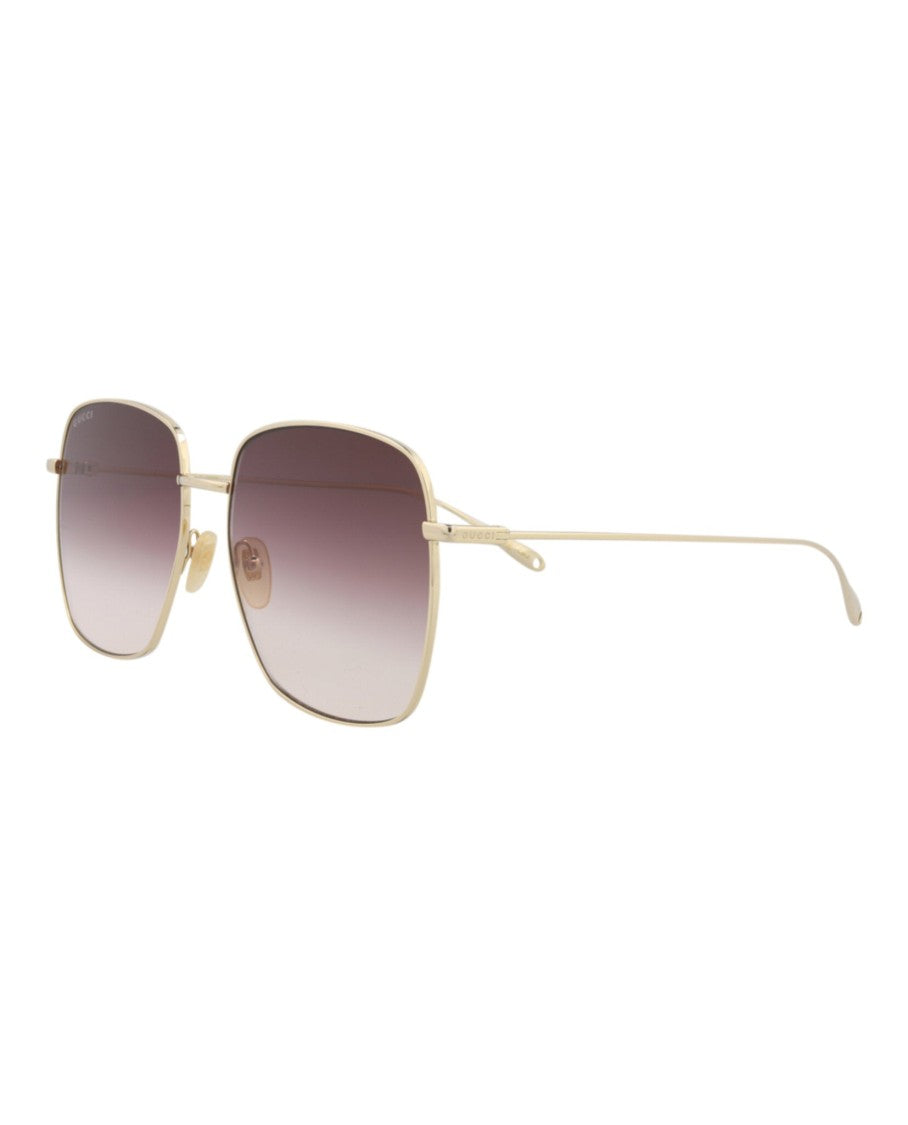Gucci Square-Frame Metal Sunglasses With Velvet Case