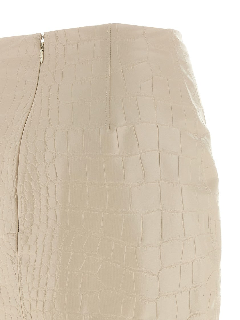 Elisabetta Franchi Croc Print Leather-Effect Longuette Midi Skirt
