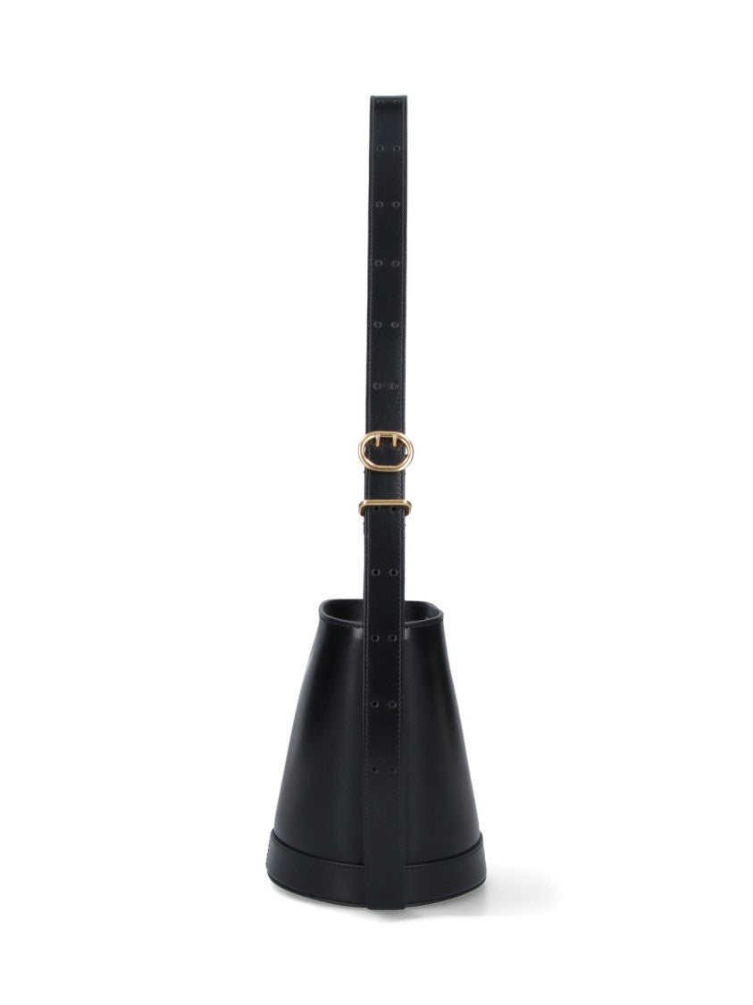 Jil Sander Sleek Black Calf Leather Bucket Bag